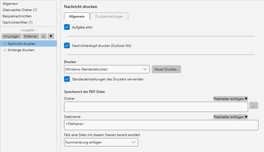 Nachricht drucken - Allgemein