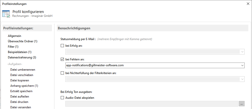 Statusbericht per E-Mail