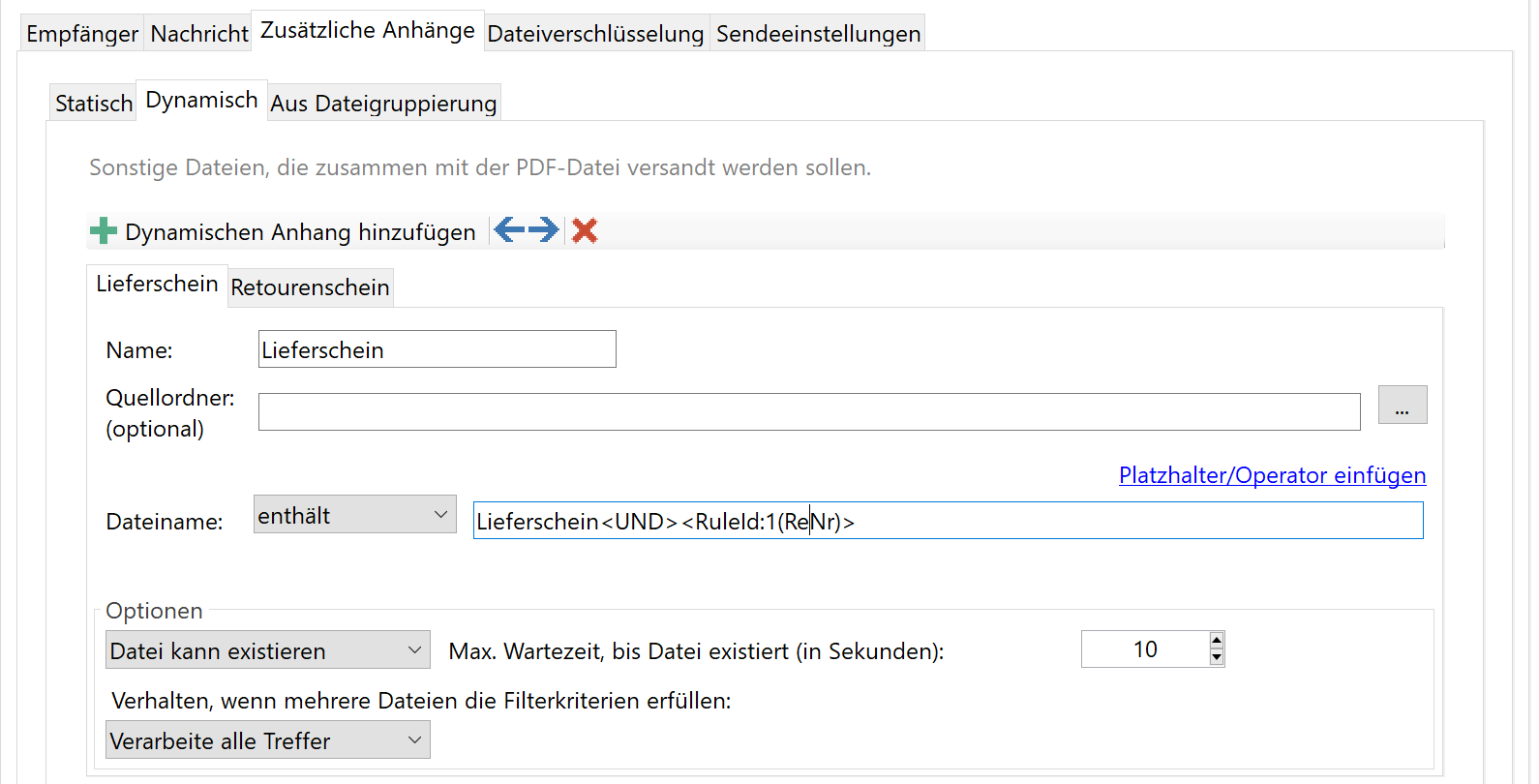 Dynamische Anhänge hinzufügen