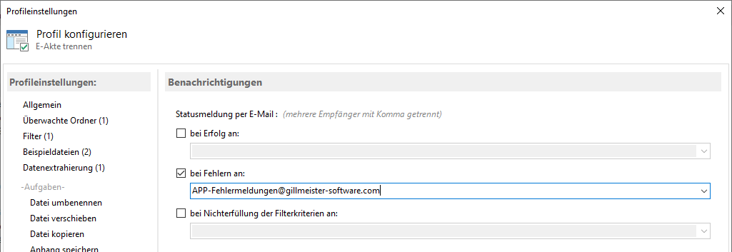 Statusbericht per E-Mail