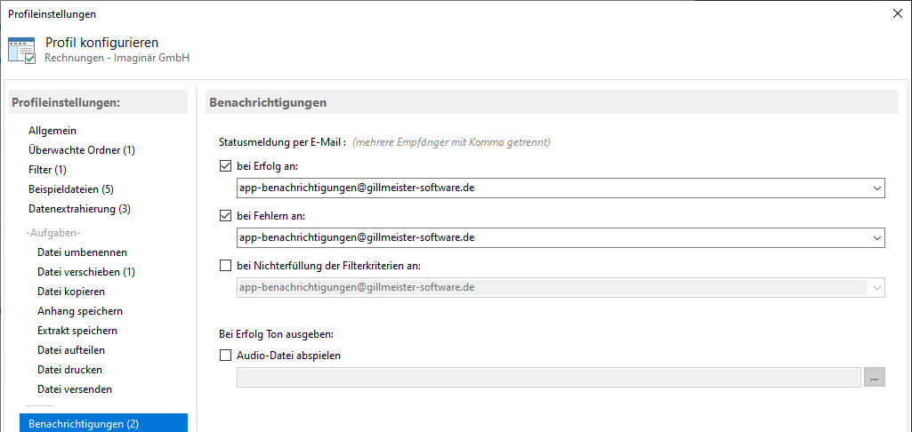 Benachrichtigung per E-Mail