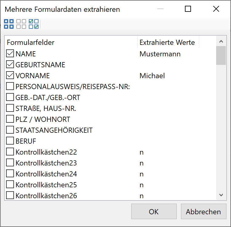 Mehrere Formulardaten extrahieren