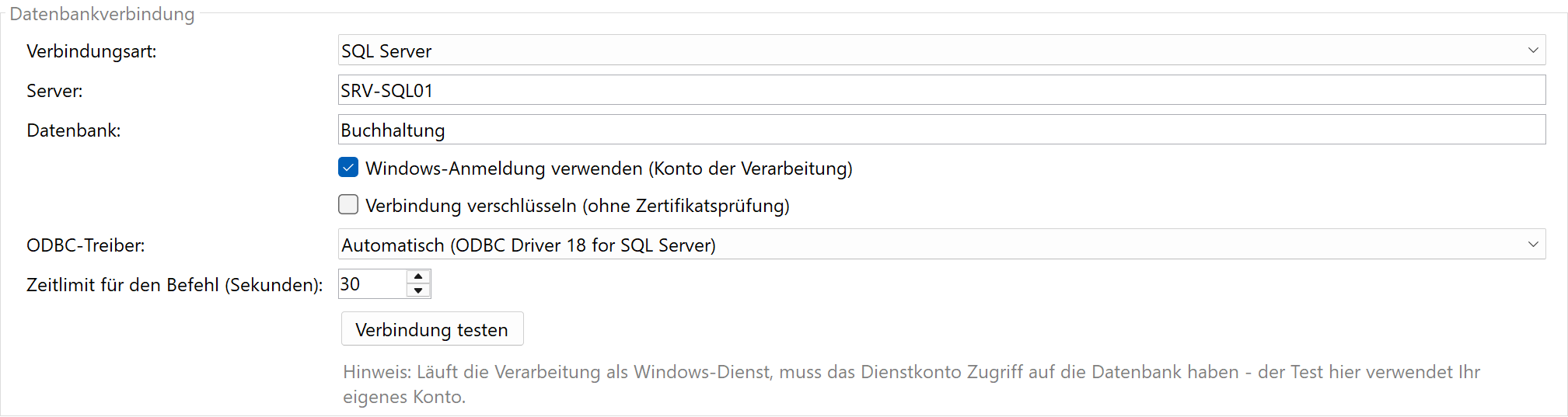 Datenbankverbindung der Aufgabe In Datenbank speichern