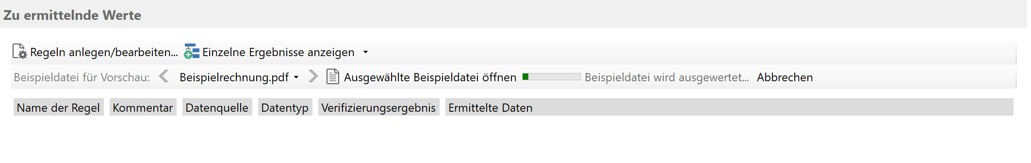 Extrahierungsregeln Rechnungsnummer, Rechnungsdatum und Betrag