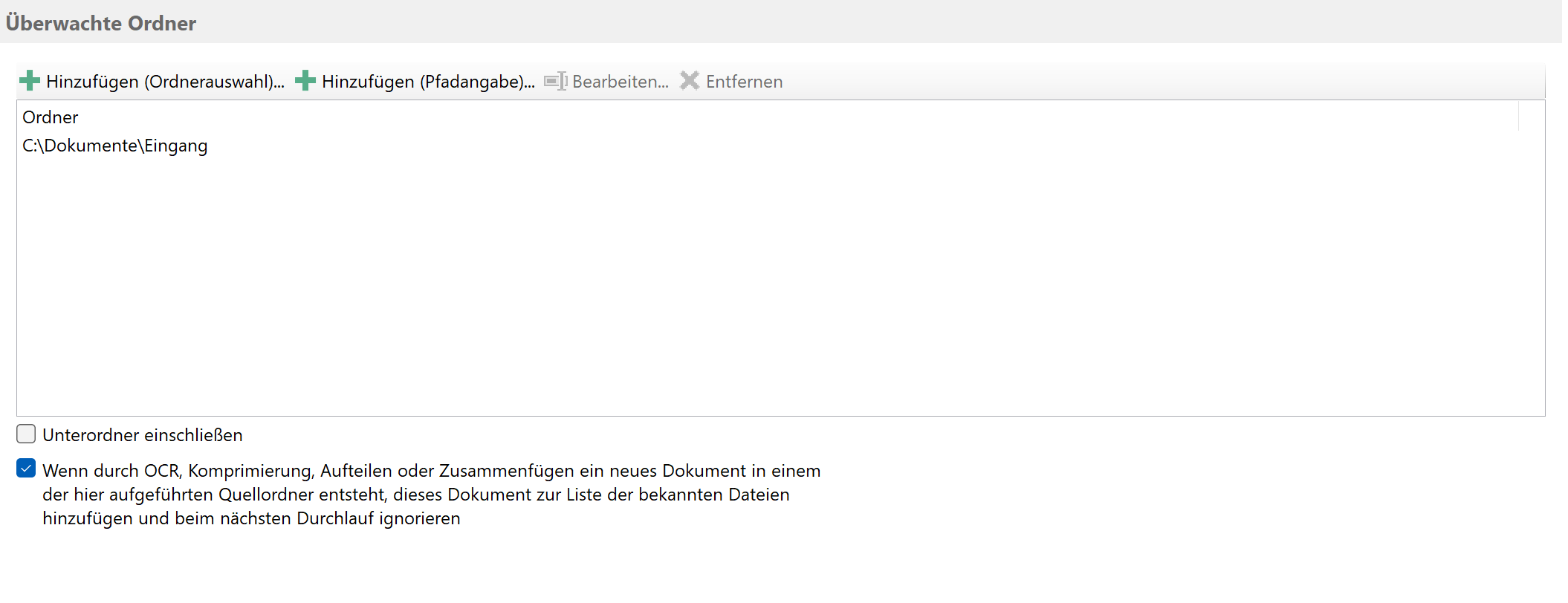 Überwachten Ordner festlegen