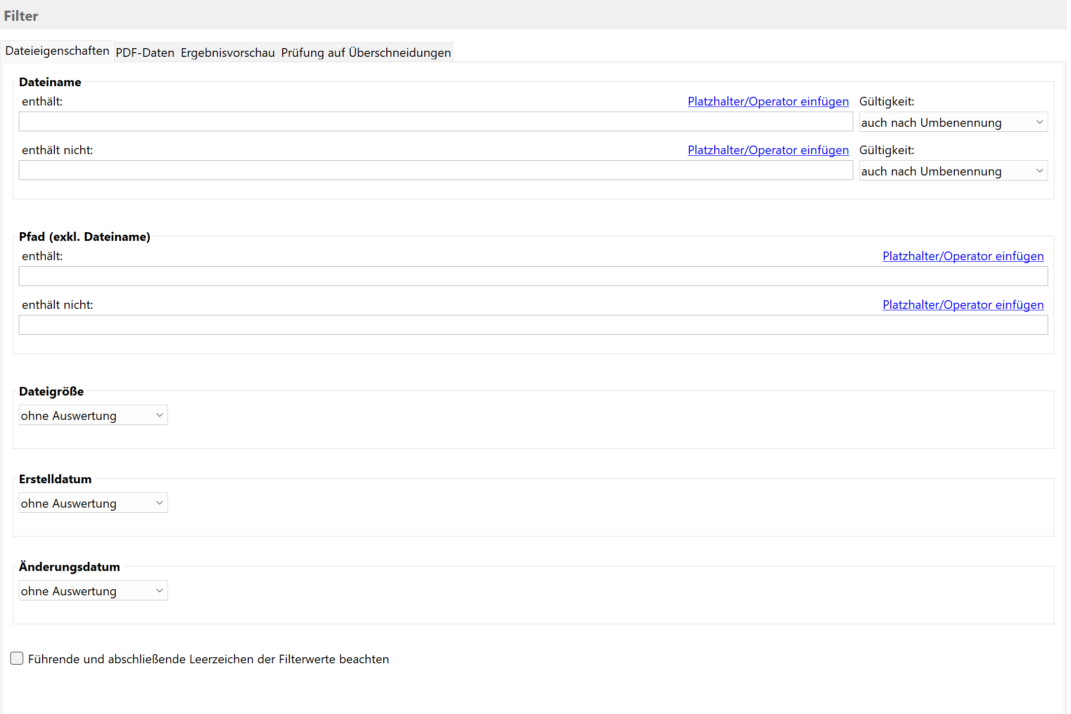Filter für Rechnungen setzen