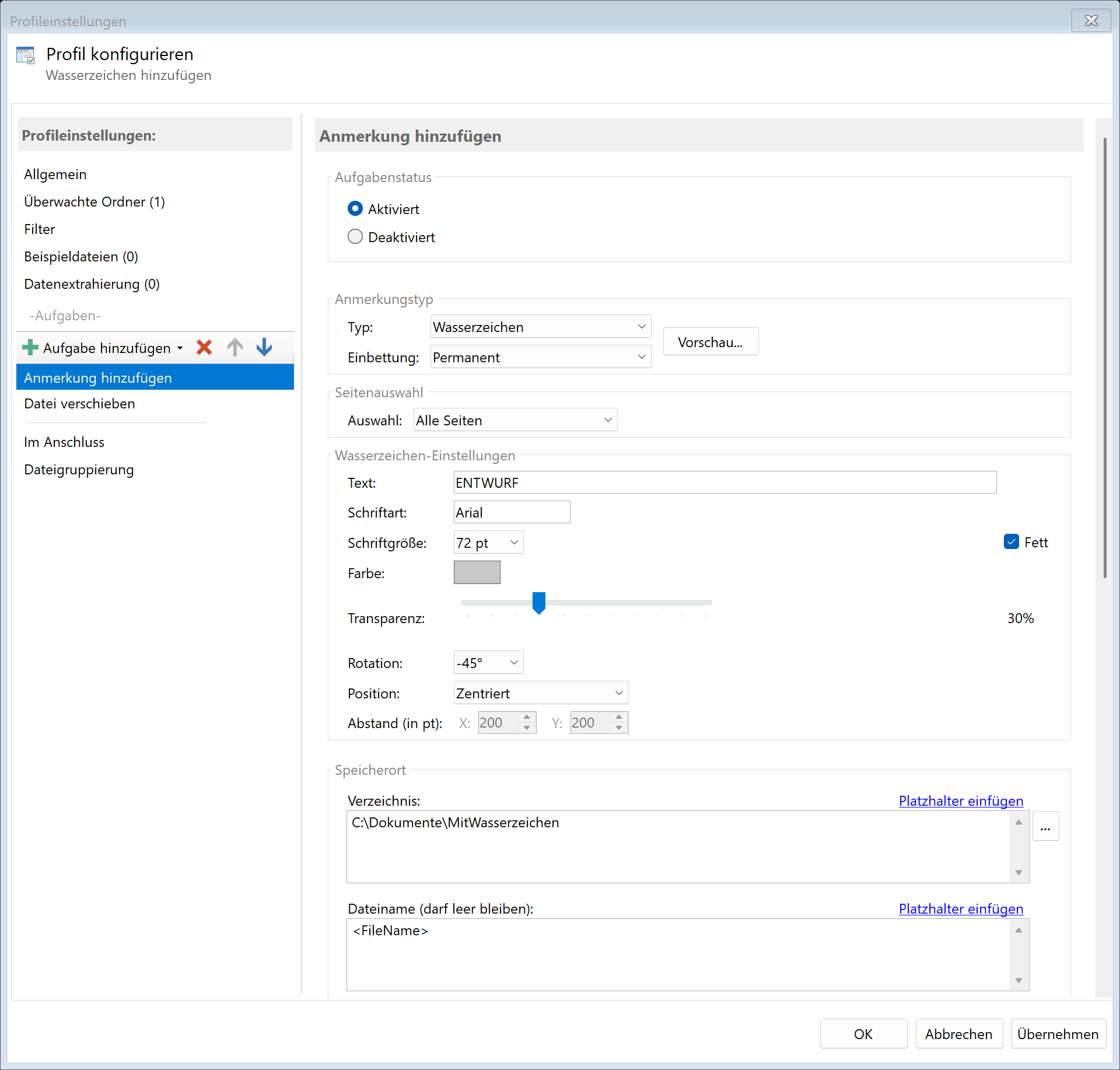 Aufgabe Wasserzeichen hinzufügen