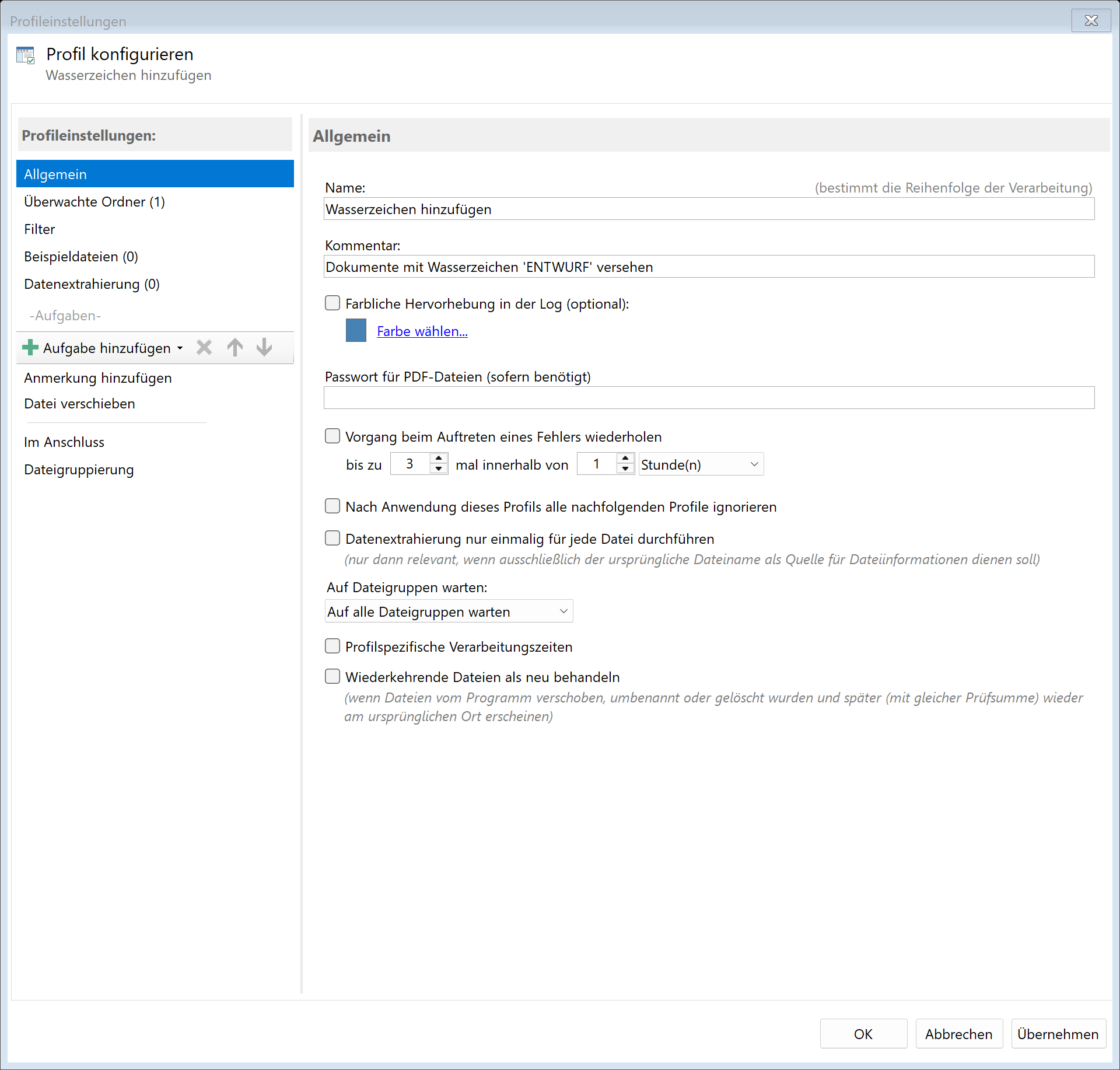 Profil Wasserzeichen hinzufügen