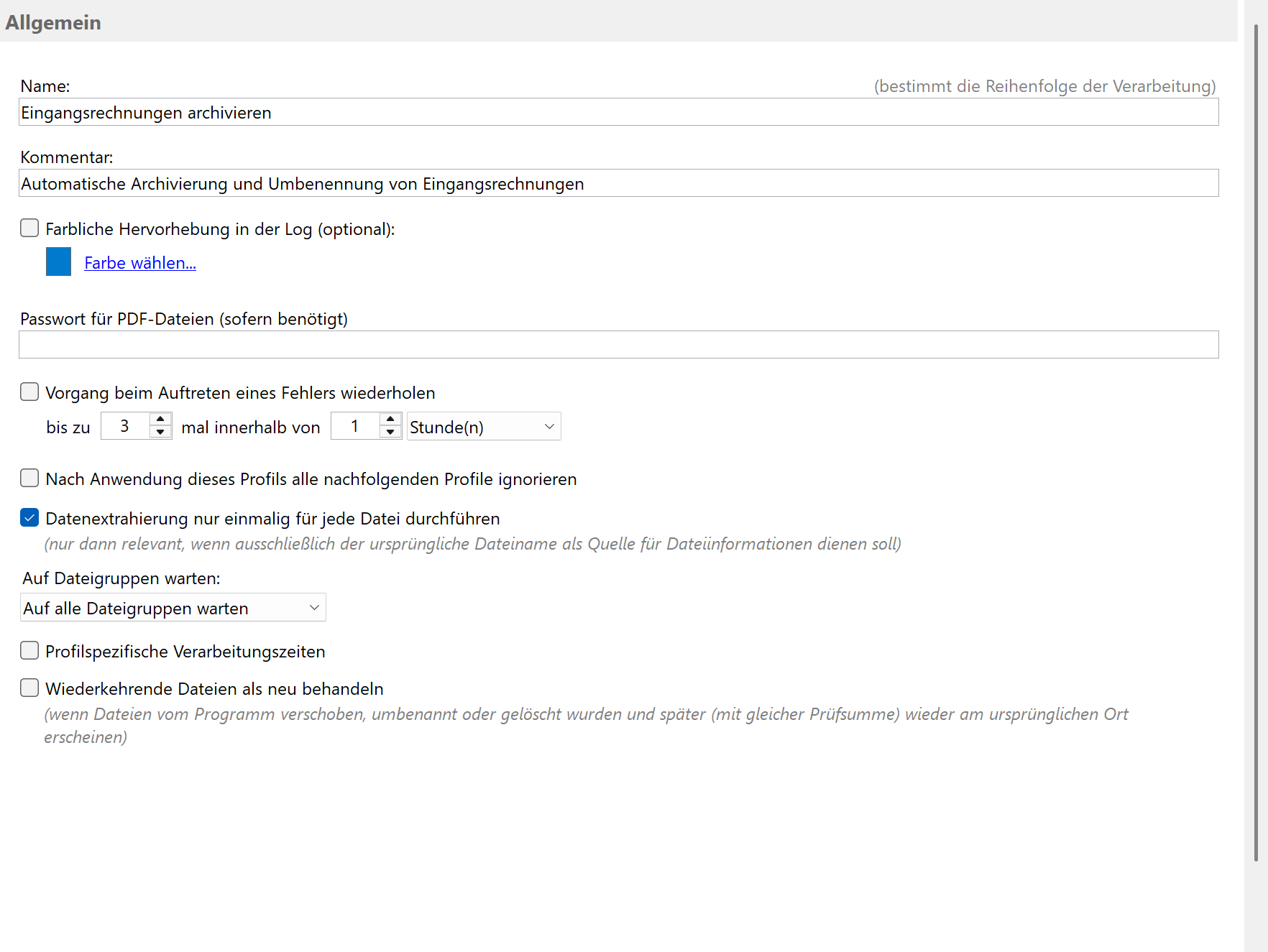 Profil für Anonymisierung erstellen