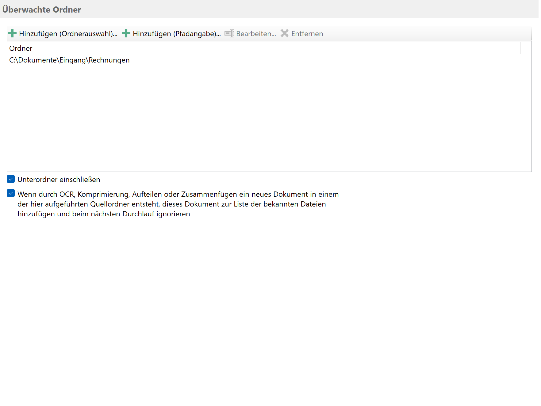 Überwachten Ordner festlegen